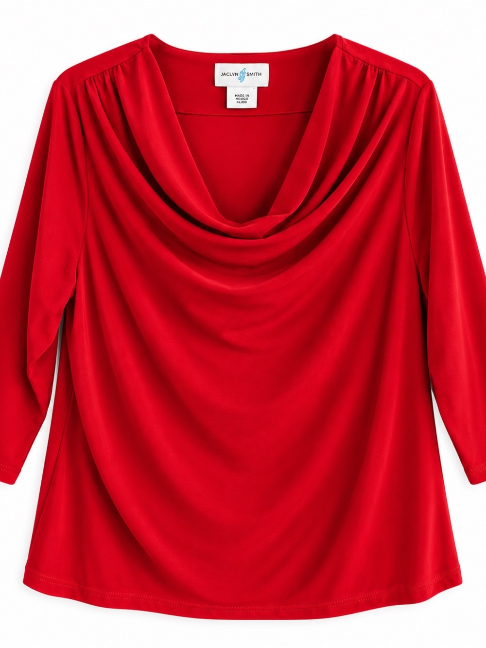 Jaclyn Smith XL Red 3/4 Sleeve Cowl Neck Top